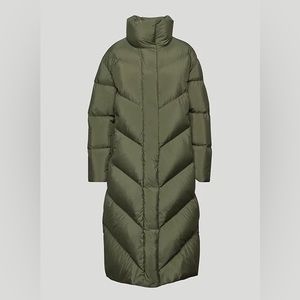 Aritzia Aritiza Wilfred The Cloud Puff Long Maxi Jacket Coat Dark Olive Green